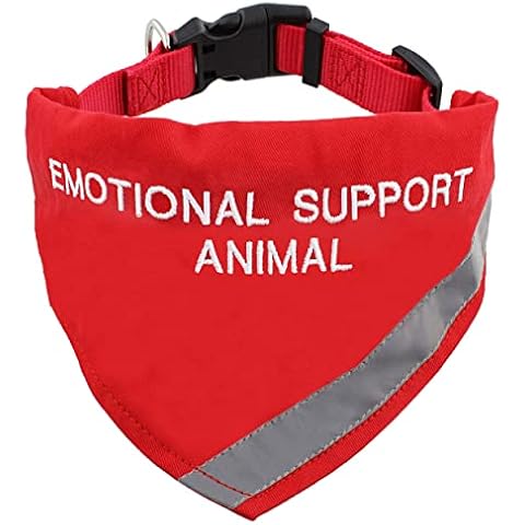 Mondo Medical Emotional Support Dog Bandana Collar - 15-19.5in Neck Girth ESA Dog Accessories Red Reflective Dog Bandana Handkerchief Bib - Medium Pet Emotional Support Animal Scarf Collar Cover
