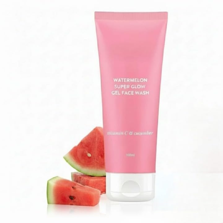 Watermelon Super Glow Gel Face Wash for Glowing Skin | Oil Free | Removes Excess Oil & Dirt | For Combination & Oily Skin | For Women & Men | 100ml
