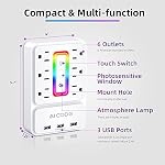 AICODE Outlet Extender with USB, Wall Outlet Splitter Night Light - Image 2