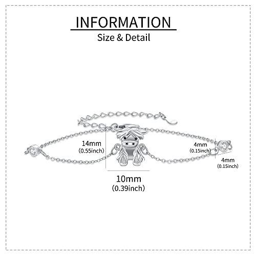 YAFEINI Highland Cow/Elephant/Axolotl/Dragon Bracelet 925 Sterling Silver Animal Jewelry Gifts for Women Girls4