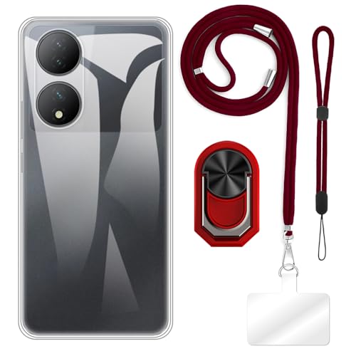 ESACMOT [4 in 1] �P�[�X Vivo Y100 5G V2239 �Ƃ̌݊�������A�X�g���b�v�A���X�g�o���h�A�����O�t���A�ϏՌ��ی�J�o�[���s�p�Z�b�g (�N���A�P�[�X + ���b�h�Z�b�g)