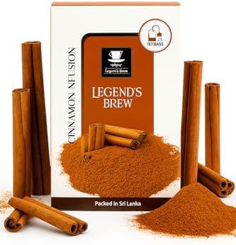 Legend's Brew Cinnamon Herbal Tea Infusion - Warm and Aromatic Spiced Brew - Premium Ceylon Cinnamon Tea Bags 25, No Additives