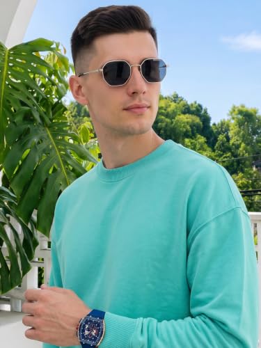Image of Veirdo Cotton Poly Fleece Oversized Fit Full Sleeves Ribbed Solid Crew Neck Sweatshirt for Men