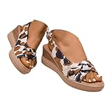 ZTFYKLIN Sandalias Comodas Mujer De Tacón Bajo Con Pez Para Mujer, Hebilla Cinturón Hueca Lateral Y Plana, A La Verano (Brown, 41) Suela Corcho Plataforma Alpargata Tacon Plateado Zapatos