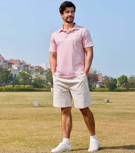 Lexiart Mens Golf Shirt Short Sleeve Dry Fit Print Moisture Wicking Performance Patterns Collared Polo Shirt with Pocket2