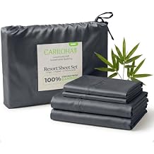Cariloha Resort 100% Organic Bamboo Viscose Sheets - 4-Piece King Sheet Set - 18 in Extra Deep Pockets - Sateen Weave, Cooling, Hypoallergenic Luxury Sheets - Oeko-TEX Standard 100 - Blue Lagoon