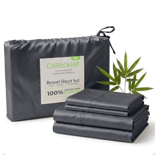 Cariloha Resort 4-Piece Sateen Sheet Set | Blue Lagoon | King | Viscose Material | Allergy Resistant, Naturally Thermal-Regulating, Extra Soft Cooling Sheets for Hot Sleepers