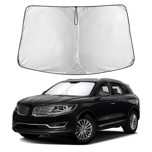 Image of EcoNour Windshield Sunshade for Lincoln MKX 2016-2021 | Custom Fit Front Window Sun Shade | Blocks Harmful UV Rays & Reduces Heat | Foldable Sun Visor with Storage Pouch
