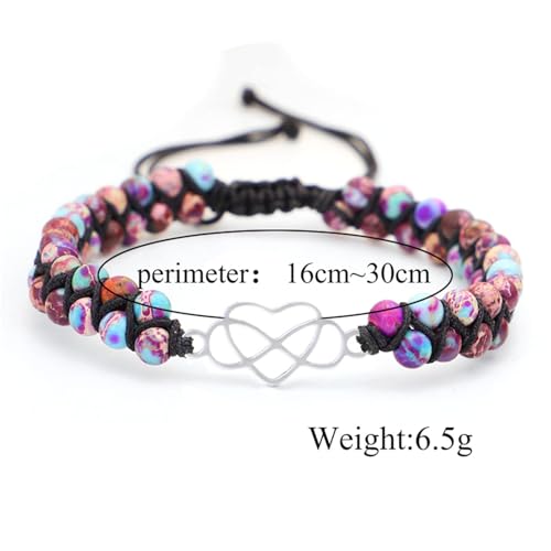 Image of For Granddaughter - For You Are Always In Mine Beads Bracelet, Double Layer Natural Emperor Jasper Beaded Wrap Bracelet Infinity Heart Bracelet for Mind Peace Bracelet For My Granddaughter