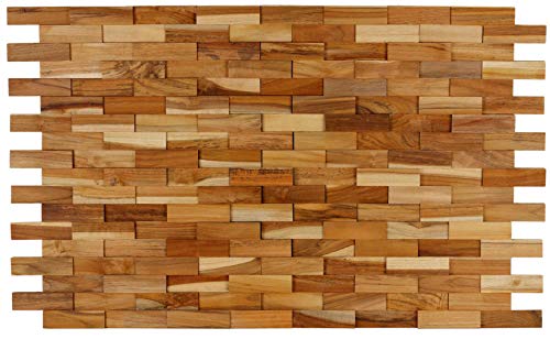 Bare Decor EZ-Wall Brick 3D Pattern Tile in Solid Teak Wood Natural Finish, Set of 10 by Bare Decor - Used condition - Image 5