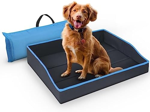 Bestlivings Cama Plegable para Perros y Gatos Pequeños - Azul (60 cm x 43 cm) - Portátil de Viaje Con Marco Estable