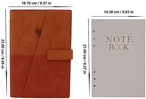 Refillable Notebook A5, Leather Padded Cover Personal Organizer with Card Slots & Pen Holder, 6 Ring Binder Journal Notepad for Office Travelers Students, Lined/Ruled, 80 Sheets (Burnt Orange)