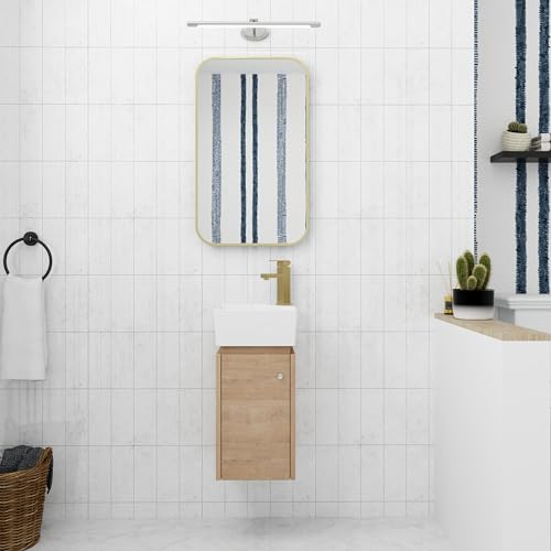 12 inch Floating Bathroom Vanity with Sink, Single Ceramic Sink