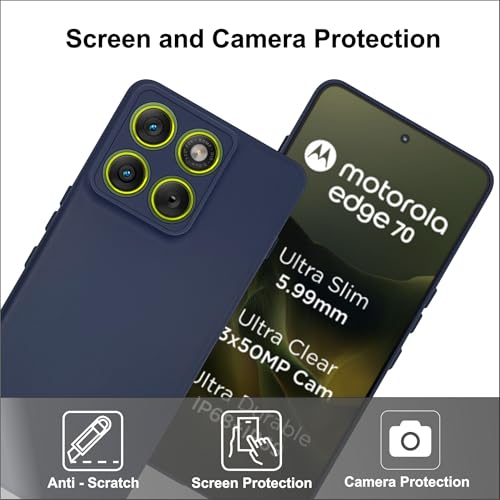 Image of SBMS Silicone Back Cover Case for Motorola Moto Edge 70 5G | Soft Micro-Fibre Lining Inside | Camera Protection Bump | Shockproof Back Cover Case for Moto Edge 70 (Candy Cloth Blue)