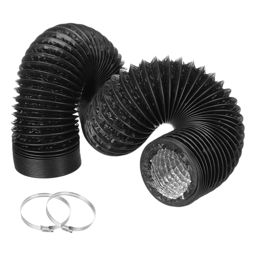 QUARKZMAN Tubo Flessibile per Sfiato Asciugatrice 4 Pollici 5 Ft in Alluminio per Riscaldamento Raffreddamento Ventilazione e Scarico con 2 Morsetti, Nero
