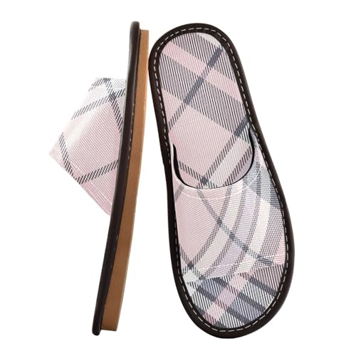 GuoChe Buffalo Plaid Check Tartan Scotland Pink Spa Sandal Indoor Outdoor Breathable Lightweight Slides2