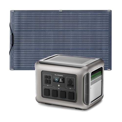 ALLPOWERS R2500 V2 Solargenerator mit 100W Solarpanel SF100, 4 x 2500W AC Ausgänge,1 Std 100% Schnell Aufladen 1920Wh Akku, Powerstation mit Solar Panel für Stromausfall Camping Wohnmobil Notfälle