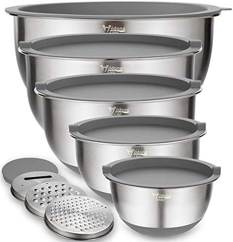 Wildone Mixing Bowls with Airtight Lids Set, 5PCS Stainless Steel...