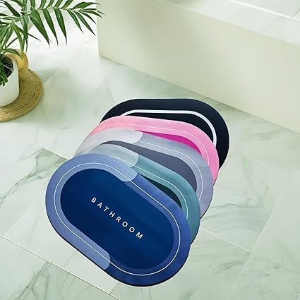 Image of Waterproof Bathroom Doormat with Non Slip Backing, Quick Dry Floor Mat for Bathroom, 60 x 40 cm (4, Multicolor, Pack of 4)