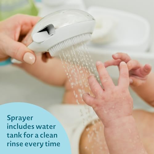 The First Years Rain Shower Baby Spa Bathtub Set – Includes Infant Sling, Soothing Spray Shower Head, Fresh Water Tank and Built-in Soft Brush – 3-in-1 Newborn to Toddler Design –Baby Bath Essentials