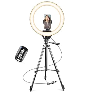 Sensyne 14″ Ring Light with Tripod Stand, LED Circle Light with Phone Holder, for Photo Selfie, Video Recording, Zoom Meeting