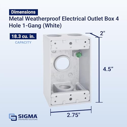 Image of Sigma Engineered Solutions 14251WH Weatherproof 1 /2 inch 4 Hole 1-Gang Box, WH
