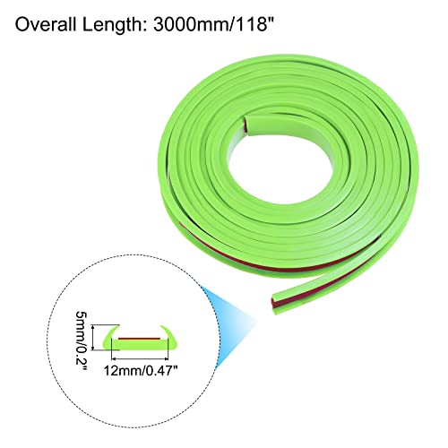 Image of uxcell U Shape Furniture Edge Banding, 3 Meters Self Adhesive Flexible Edging Trim, 5x12mm TPE Edge Guards for Cabinets Furniture Repair Restoration, Green