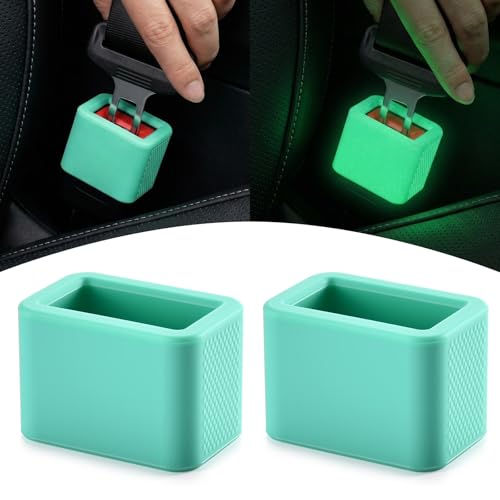 Glow In The Dark Seat Belt Buckle Holder 2 Pack Silicone Universal