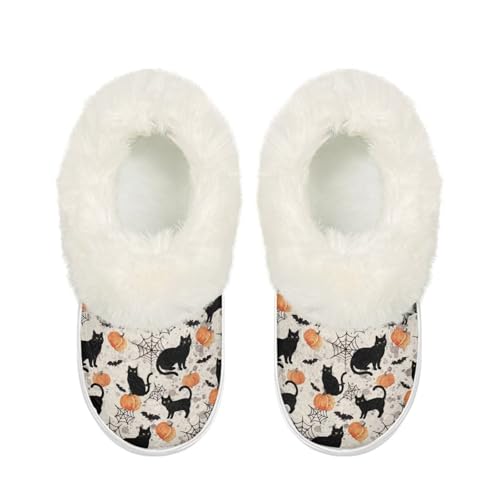 GIFTPUZZ Fuzzy Slippers Comfy Autumn Winter Indoor Outdoor Slippers with Anti-Skid Sole and Plush Collar Size 5.5-12.52