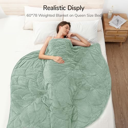Image of Kaisa Weighted Blanket for Adults (10 lbs,60 inch x 78 inch), Soft Heavy Blanket Machine Washable, Queen Size Weighted Blankets with Glass Beads for Couch and Bed, Sage Green