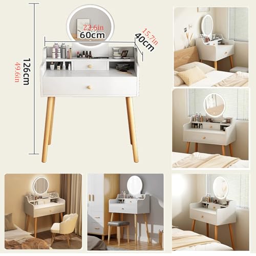 Tocador blanco con espejo LED para transformar el rincón de tu dormitorio elegante 7