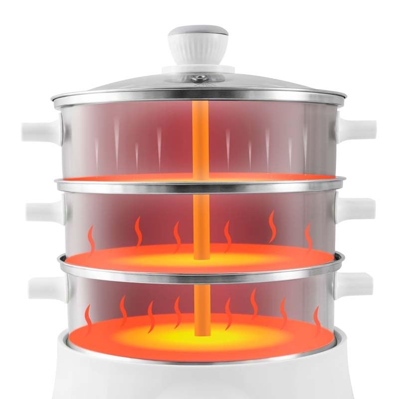 Kitchencook - Cuiseur Vapeur Et Couscoussier électrique - 9 Litres - 900w - Cuisson Programmable - Ecran Led - Maintien Au Chaud