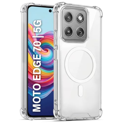 Image of TRUEUPGRADE Back Cover for Motorola Moto Edge 70 5G Non Mag-Safe Transparent PC + TPU Bumper Case with Magnetic Print Shockproof Protection (Transparent Mag-Safe)