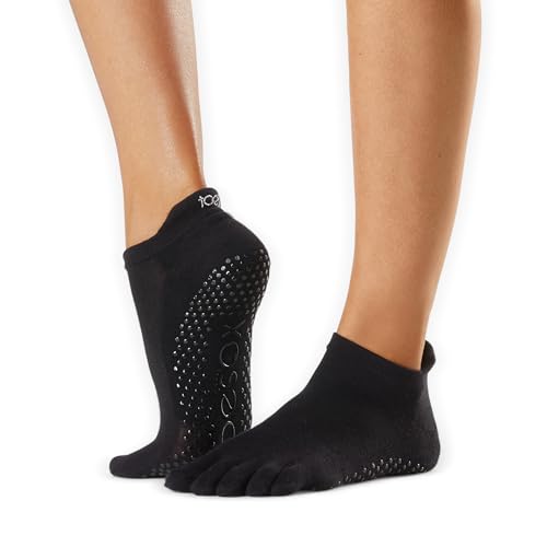 toesox Low Rise Full Toe Grip Socks for Women - Non Slip Ankle Five Toe Barefoot Socks For Barre Yoga Pilates and Ballet