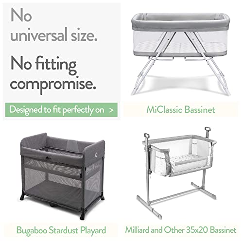 Image of Joey + Joan Bedside Sleeper Bassinet Sheets 35x20 Compatible with MiClassic, Milliard Bassinet and Large Bedside Sleepers - Buttery Soft 100% Cotton - Pale Pink + Lilac - 2 Pack