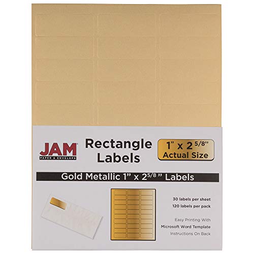 Jam Paper Return Address Labels - Standard Mailing - 1 X 2 5/8 - Gold Metallic - 120 Shipping Labels/Pack #TOP6