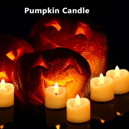 Image of CANDLE CHOICE Battery Operated Flameless Tea Lights Realistic Black Wick Bright Flickering LED Tealight Votive Candles for Wedding Party Table Halloween Christmas Decorations Batteries Incl 6 Pack