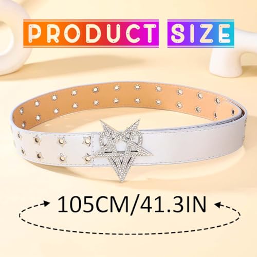 COSYDAYS Star Leather Belts Silver Studded Jeans Belt Fashion Leather Y2K Waist Belt Accessories for Women3