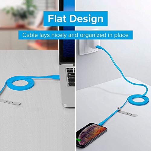 Cabo Iphone/Cabo Lightning I2GO Certificado MFi 1,2m 2,4A PVC Flexível Flat Azul - I2GO Basic