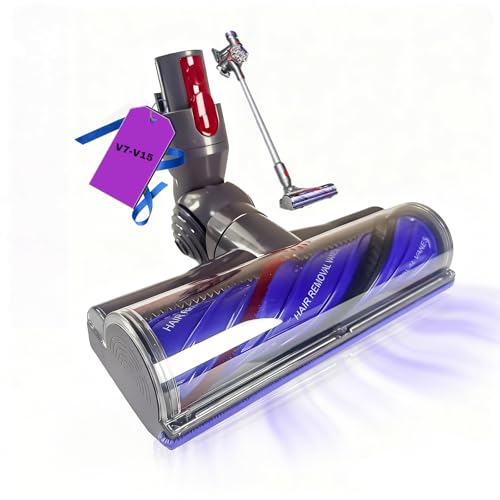Upgrade Verwicklungsfreie Direktantriebsbürste Bürste kompatibel für Dyson V7 V8 V10 V11 V15 Staubsauger, Zubehör für Turbobürste mit Schnellspanner Hartboden Teppiche