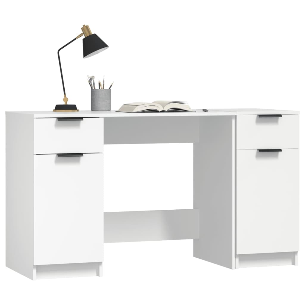 Scrivania bianca con mensola, in legno, 100 x 50 x 75 cm, materiale resistente, molto spazio, design moderno per ufficio e studio