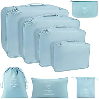 8 Pcs Packing Cubes for Suitcases, Packing Cubes for Travel, Packing Bags for Suitcase, Travel Organiser Set for Clothes Shoes, Luggage Packing Organisers Travel Essential Bags for Travel Accessories