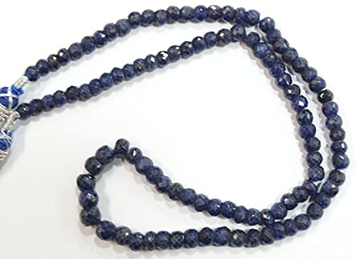 LKBEADS Naturalny klejnot kamień niebieski szafir fasetowane koraliki regulowany kompletny naszyjnik 17 cali 5 do 6 mm