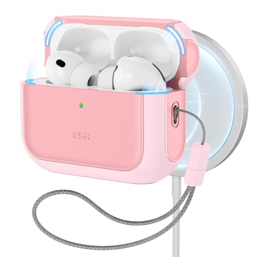 ESR AirPods Pro3 �P�[�X(2025) AirPods Pro ��3����Ή� MagSafe�Ή� �����Ռ��z���J�o�[ �X�g���b�v�t�� �����h�~ �G�A�[�|�b�Y�v��3��p Hybrid�V���[�Y �s���N
