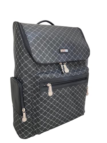 Rioni Top Loading Cambridge Travel Daypack Backpack Unisex - Signature Black