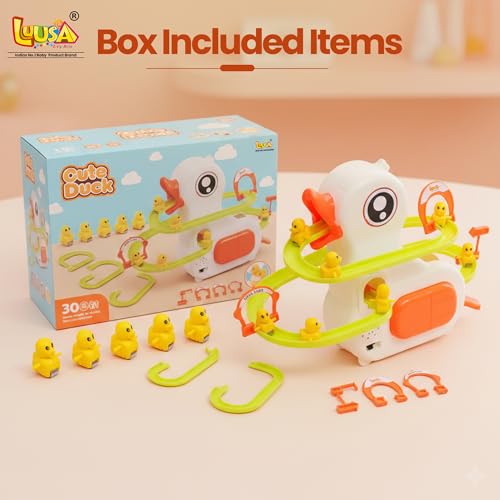 Image of Luusa Duck Slide Toy with LED Lights & Music | Electric Climbing Duck Track Toy | Educational Musical Slide Game for Kids 3-6 Years | Fun Toddler Toy Gift for Boys & Girls
