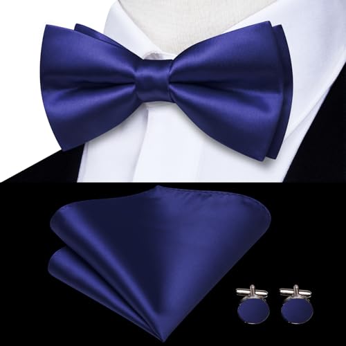 Image of Hi-Tie Men Suspender Bowtie Set Suspenders Pre-tied Bow Tie Pocket Square Cufflinks Adjustable Y Shape 6 Clips Braces Tuxedo