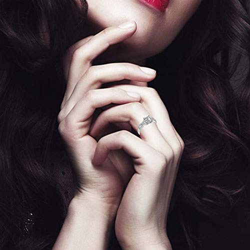 Uloveido Silver Color Princess Square Cubic Zirconia Crystal Wedding Engagement Ring Women's Day Gift WX0264