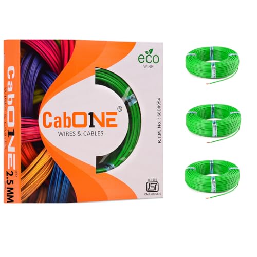 Image of CabONE Pack of 3 Electrical Wire 2.5mm | 90 Meter Single Core CCA Copper Cable | Heat Resistant No-Drip PVC Insulation | High Current Carrying Capacity House Wire