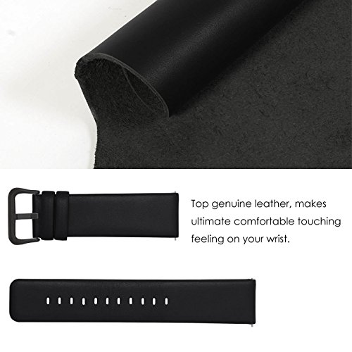 Correa para reloj Fitbit Versa de cuero negro miniatura 3